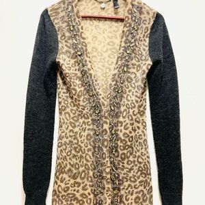 Beautiful Cardigan with jewels and animal print detail. Size small